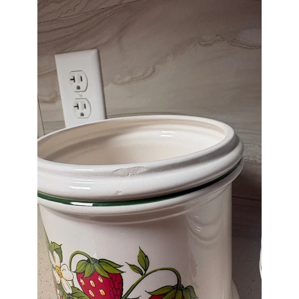 Vintage Strawberry Ceramic Canister Set 2 Piece Made in Japan Cottagecore farm